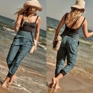 Free People Movement Way Home Noiseless Blue Jumpsuit athleisure workout stretch